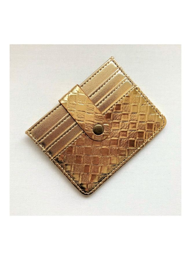 THE BLING STUDIO - Woven Pattern Card Holder Gold - Image 1