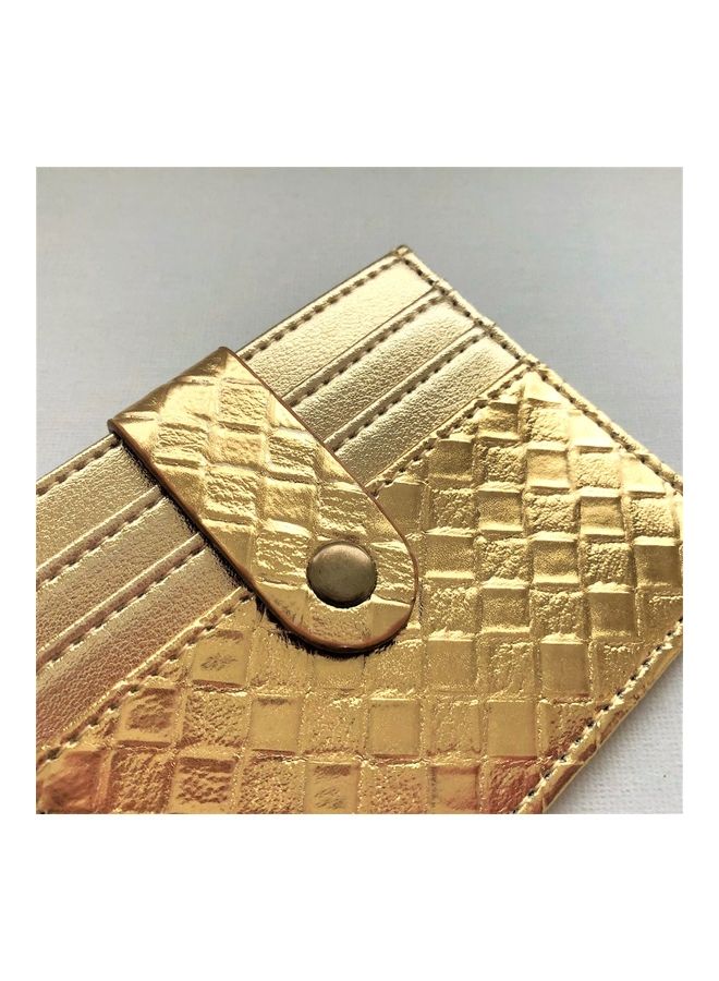 THE BLING STUDIO - Woven Pattern Card Holder Gold - Image 1