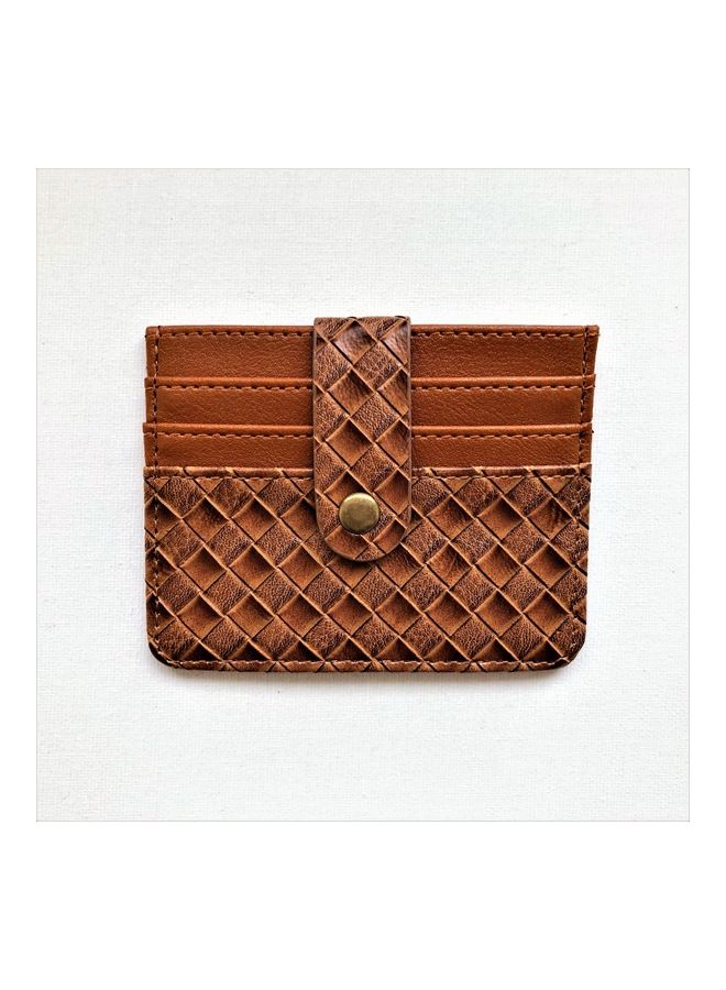 THE BLING STUDIO Woven Pattern Card Holder Brown  - Image 1