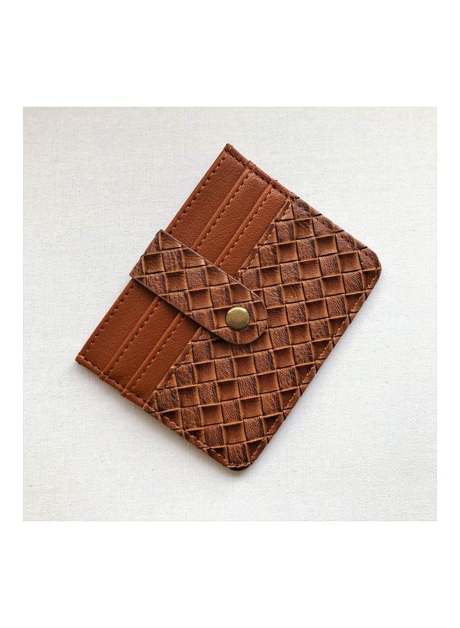 THE BLING STUDIO Woven Pattern Card Holder Brown  - Image 3