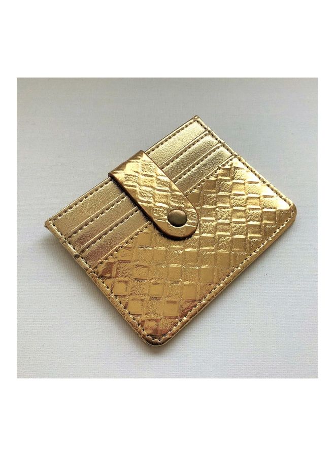 THE BLING STUDIO - Woven Pattern Card Holder Gold - Image 1