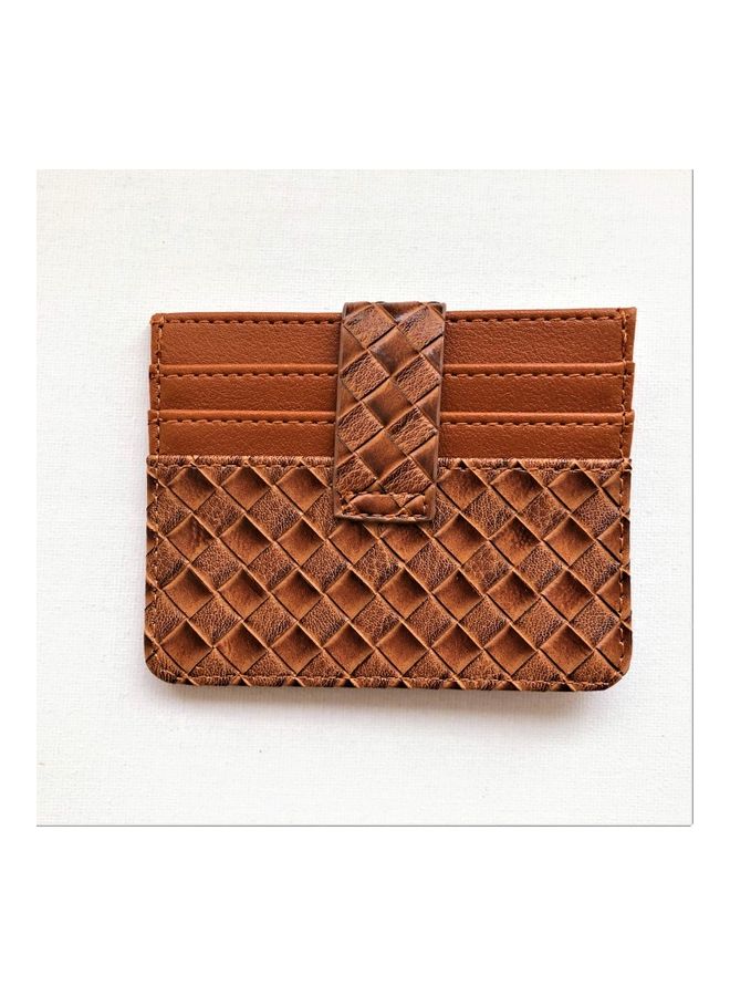 THE BLING STUDIO Woven Pattern Card Holder Brown  - Image 2