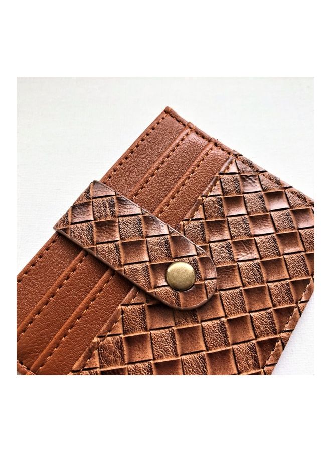 THE BLING STUDIO Woven Pattern Card Holder Brown  - Image 4