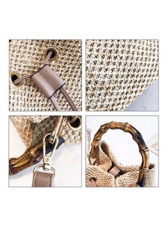 THE BLING STUDIO Boho Banboo Handle Shoulder Backpack Beige  - Image 3