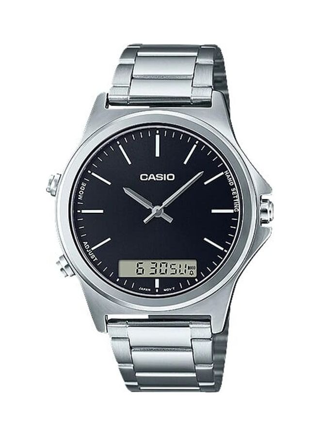 كاسيو ساعة يد رقمية وبعقارب بسوار من الإستانلس ستيل ومينا أسود طراز MT- 01D-1EUDF للرجال - Image 1