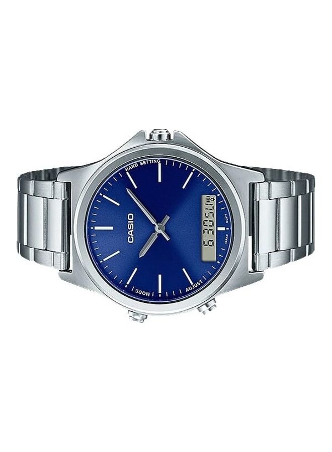 كاسيو ساعة يد رقمية وبعقارب وسوار من الإستانلس ستيل بمينا أزرق طراز MT- 01D-2EUDF للرجال - Image 2