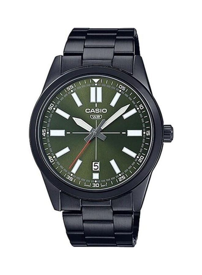CASIO Men's Green Dial Stainless Steel Band Analog Wrist Watch MTP-VD02B-3EUDF - Image 1