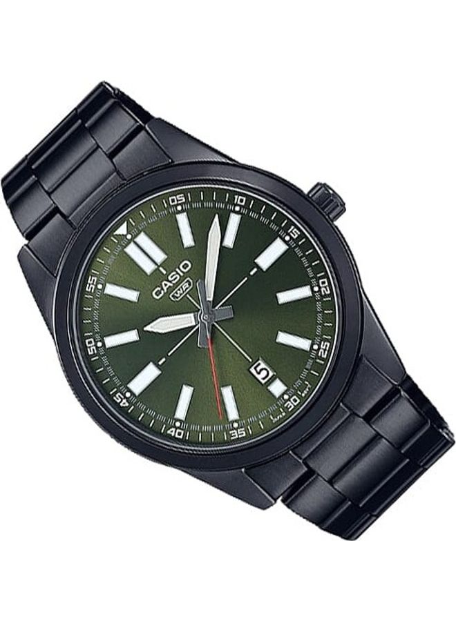 CASIO Men's Green Dial Stainless Steel Band Analog Wrist Watch MTP-VD02B-3EUDF - Image 2