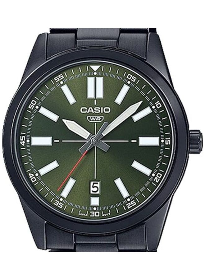 CASIO Men's Green Dial Stainless Steel Band Analog Wrist Watch MTP-VD02B-3EUDF - Image 3