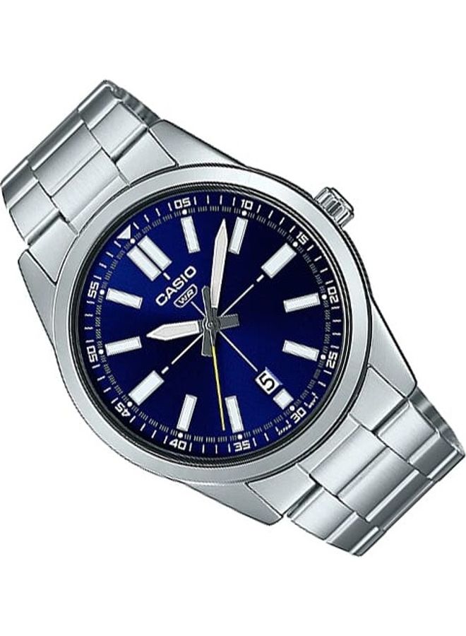 CASIO - Men's Blue Dial Stainless Steel Band Analog Wrist Watch MTP-VD02D-2EUDF - Image 1