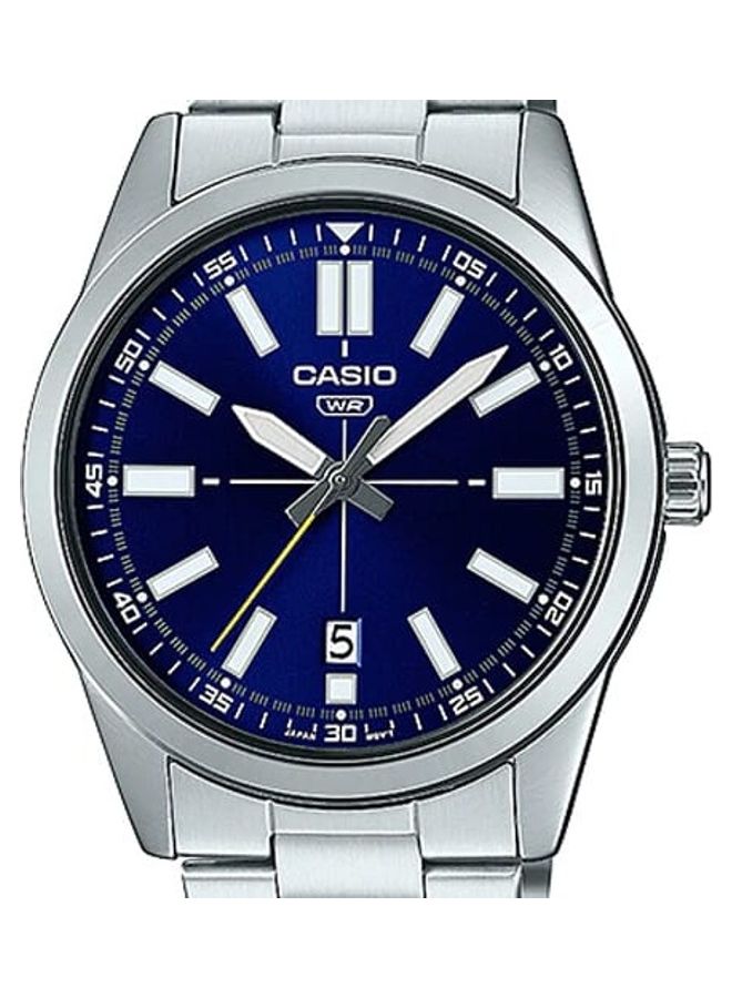 CASIO - Men's Blue Dial Stainless Steel Band Analog Wrist Watch MTP-VD02D-2EUDF - Image 1
