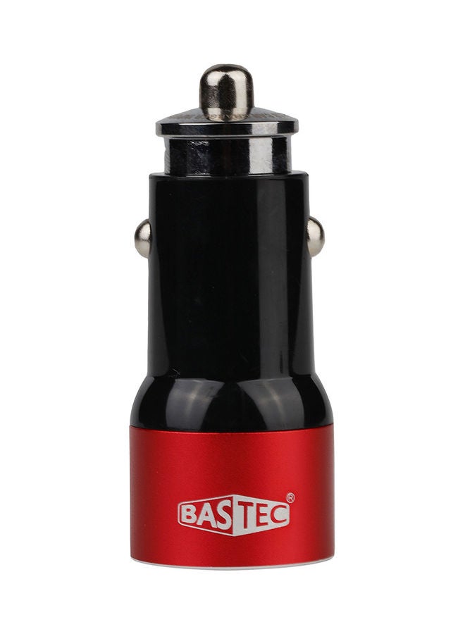 باس تيك شاحن سيارة بمنفذ USB مزدوج مع كابل شحن مايكرو أحمر/أسود - Image 2