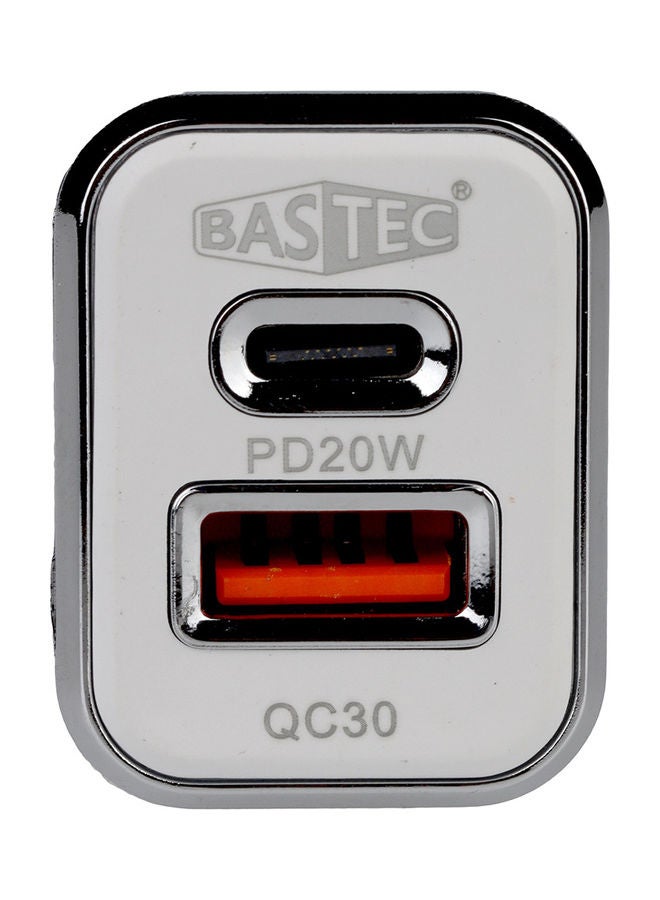 باس تيك شاحن سيارة سريع بمنفذين 3.0 أبيض - Image 3