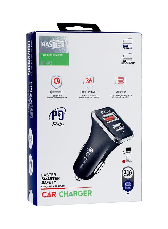 باس تيك شاحن سيارة سريع بمنفذين 3.0 أبيض - Image 4