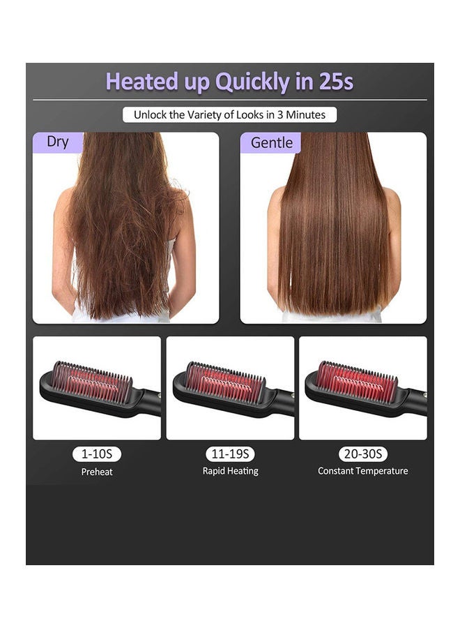 Arabest Electric Hair Straightener Brush with Ceramic Styling Comb Black 27 x 3 x 3cm - Image 3