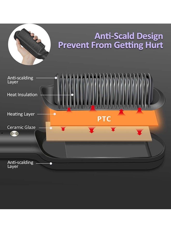 Arabest Electric Hair Straightener Brush with Ceramic Styling Comb Black 27 x 3 x 3cm - Image 5