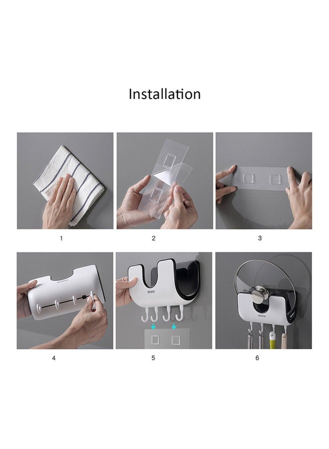 ecoco Wall-Mounted Floating Punch-Free Perforation-Free Pan Cover Organizer Rack Grey 16.2x9x20.2cm - Image 5