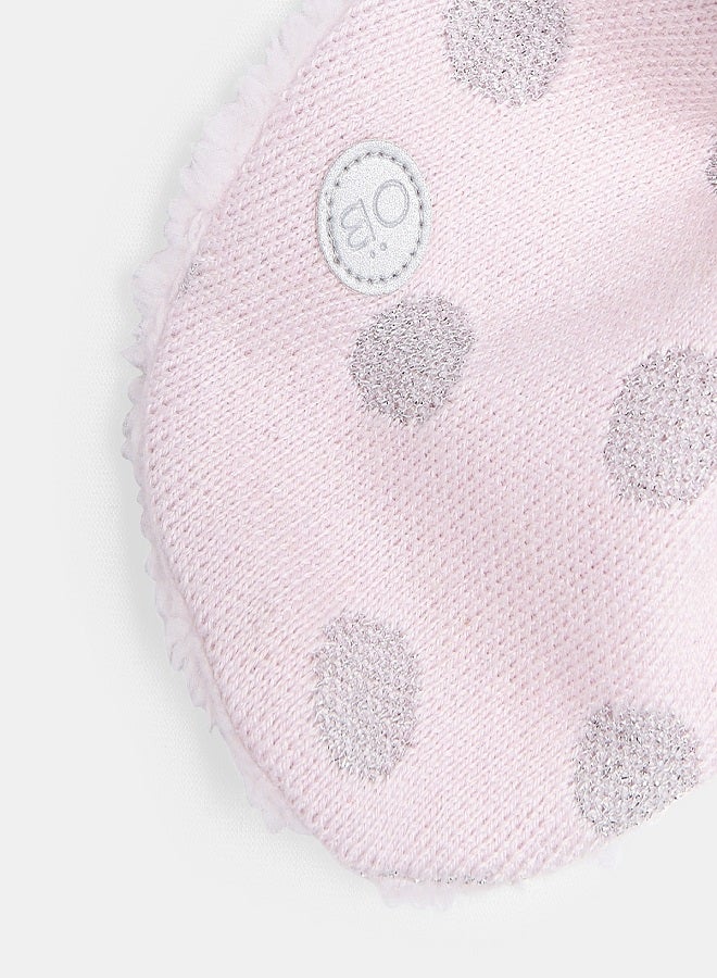 OBAIBI - Crossed Knit Scarf With Shiny Polka Dots Pink - Image 1