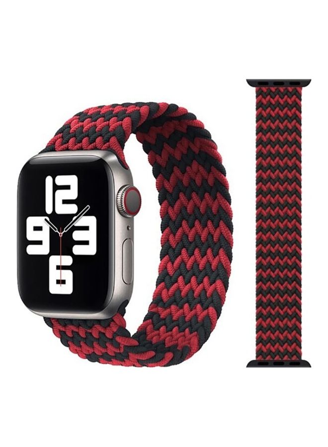 Nylon Braided Solo Loop Sports Band Compatible For Apple Watch Series 6/5/4/ 4244mm Medium Black/Red - v1641102266/N52329674A_1