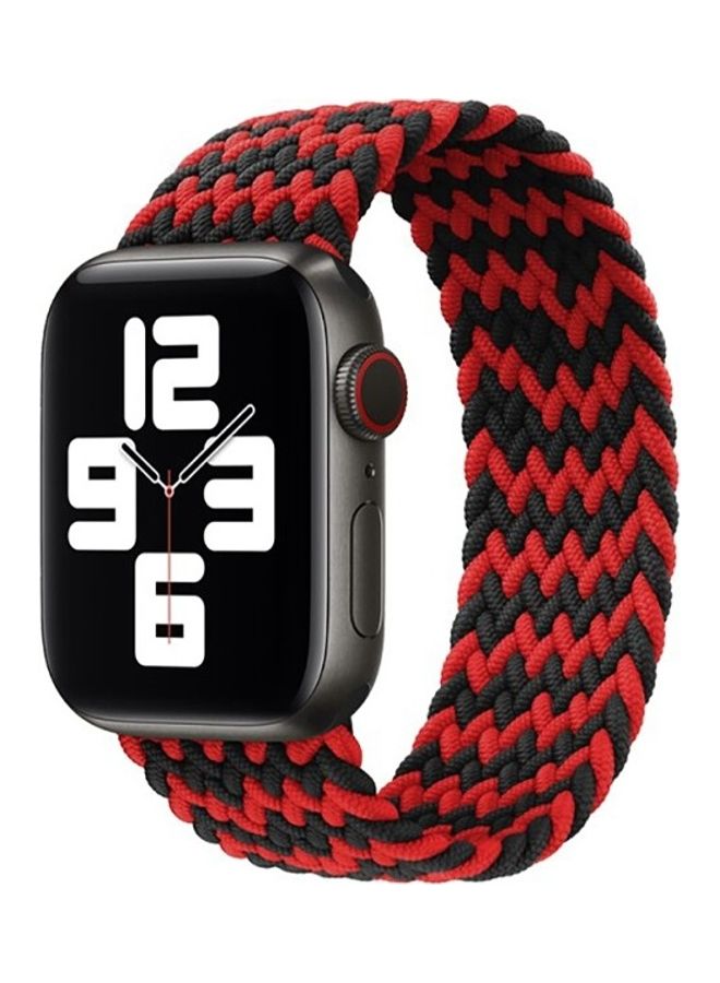 Techshare - Nylon Braided Solo Loop Sports Band Compatible For Apple Watch Series 6/5/4/ 4244mm Medium Black/Red - Image 1