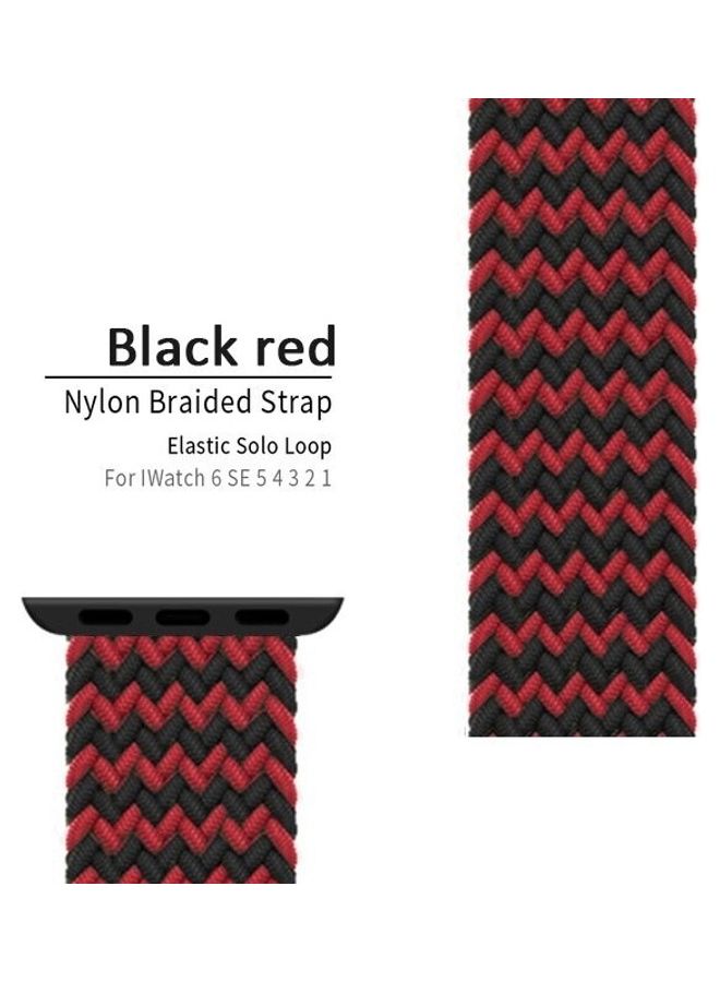 Techshare - Nylon Braided Solo Loop Sports Band Compatible For Apple Watch Series 6/5/4/ 4244mm Medium Black/Red - Image 1