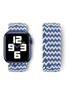 Nylon Braided Solo Loop Sports Band Compatible For Apple Watch Series 6/5/4/ 3840mm Small Blue/White - v1641102527/N52329630A_1