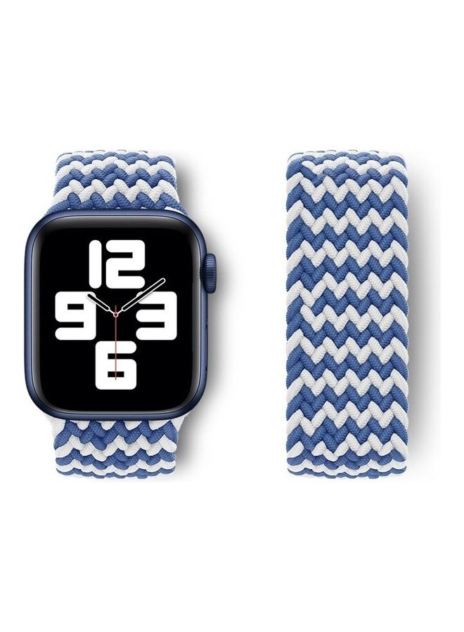 Techshare Nylon Braided Solo Loop Sports Band Compatible For Apple Watch Series 6/5/4/ 3840mm Small Blue/White  - Image 1