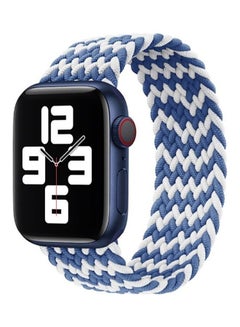 Nylon Braided Solo Loop Sports Band Compatible For Apple Watch Series 6/5/4/ 3840mm Small Blue/White - v1641102527/N52329630A_2