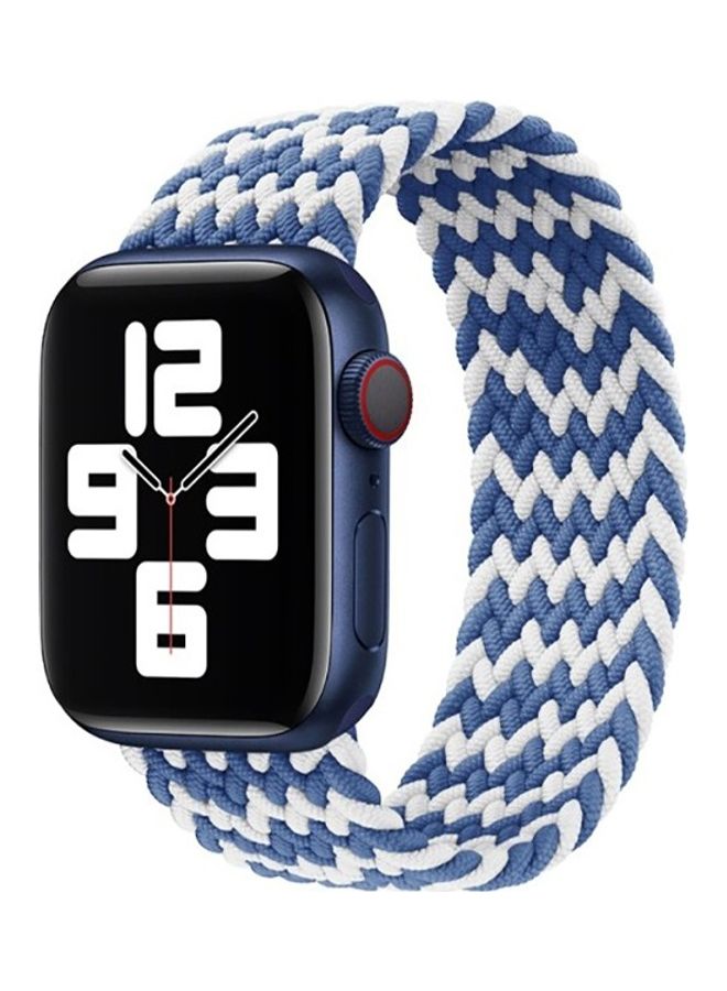 Techshare Nylon Braided Solo Loop Sports Band Compatible For Apple Watch Series 6/5/4/ 3840mm Small Blue/White  - Image 2