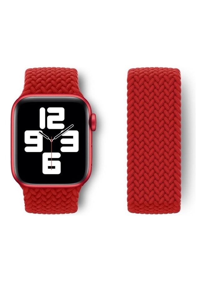 Techshare - Nylon Braided Solo Loop Sports Band Compatible For Apple Watch Series 6/5/4/ 4244mm Medium China Red - Image 1