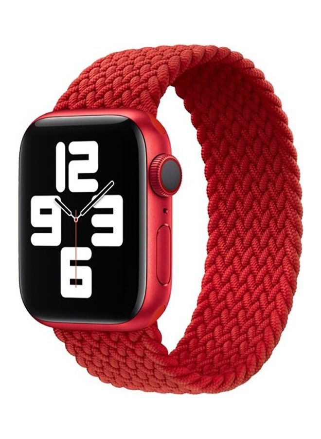 Techshare - Nylon Braided Solo Loop Sports Band Compatible For Apple Watch Series 6/5/4/ 4244mm Medium China Red - Image 1