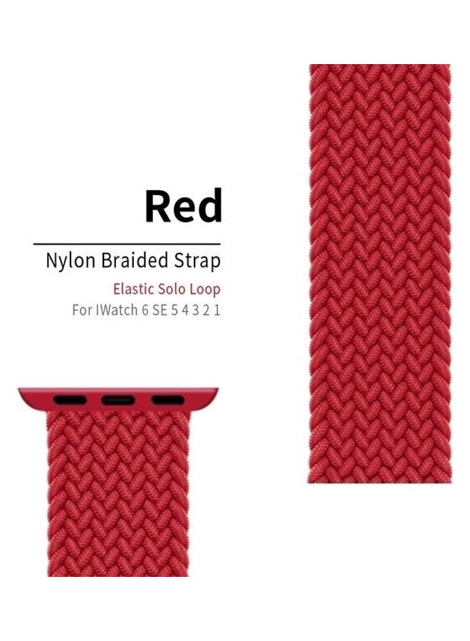 Techshare - Nylon Braided Solo Loop Sports Band Compatible For Apple Watch Series 6/5/4/ 4244mm Medium China Red - Image 1