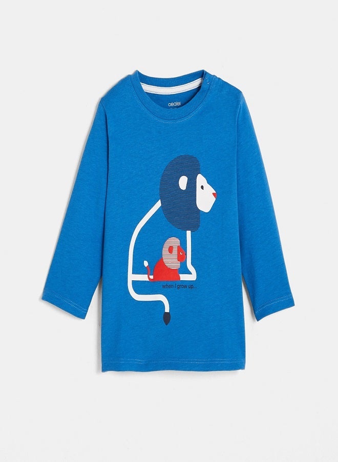 OBAIBI - T-Shirt With Motif Blue - Image 1