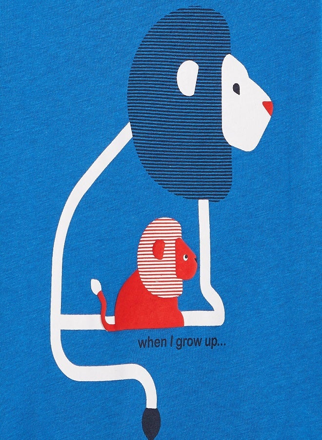OBAIBI - T-Shirt With Motif Blue - Image 1
