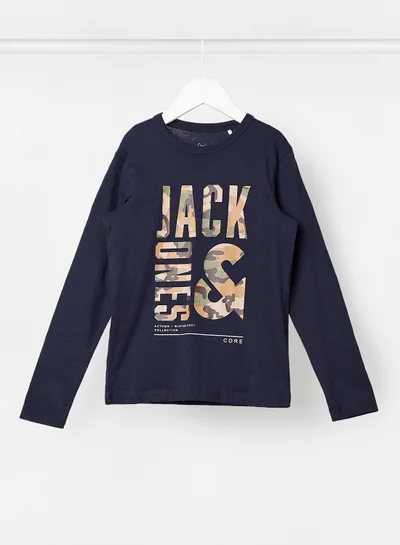 JACK & JONES Teen Graphic Text Print T-Shirt Navy