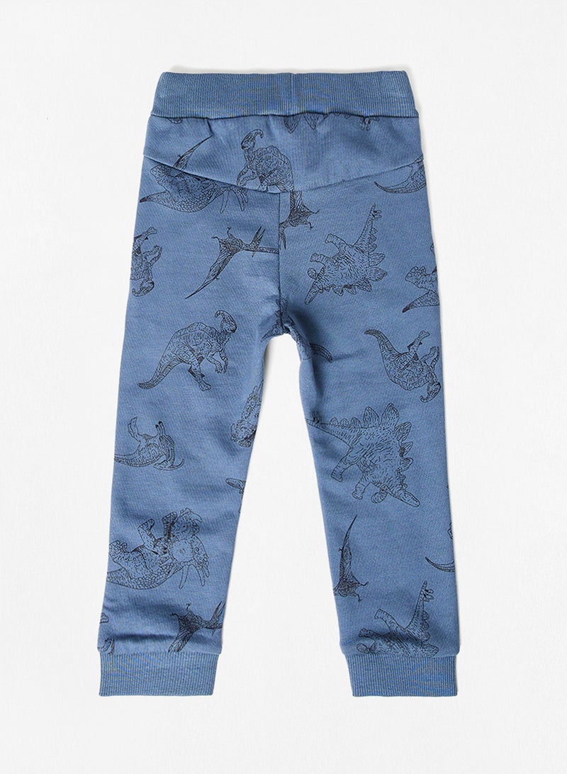 NAME IT - Kids Dinosaur Print Sweatpants Blue - Image 1