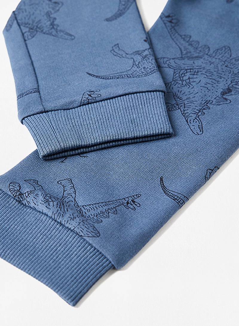 NAME IT - Kids Dinosaur Print Sweatpants Blue - Image 1
