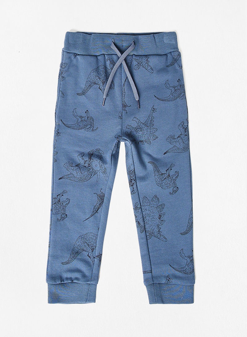 NAME IT - Kids Dinosaur Print Sweatpants Blue - Image 1