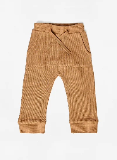 NAME IT Baby Drawstring Waist Knit Pants Brown