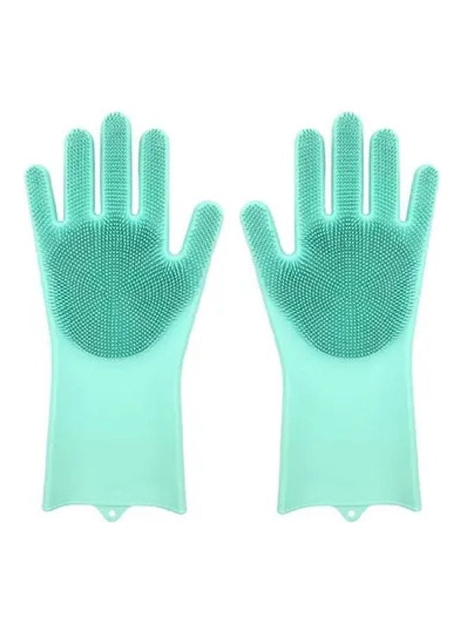 Pair Of Heat-Resistant Silicone Cleaning Gloves Blue - Image 1