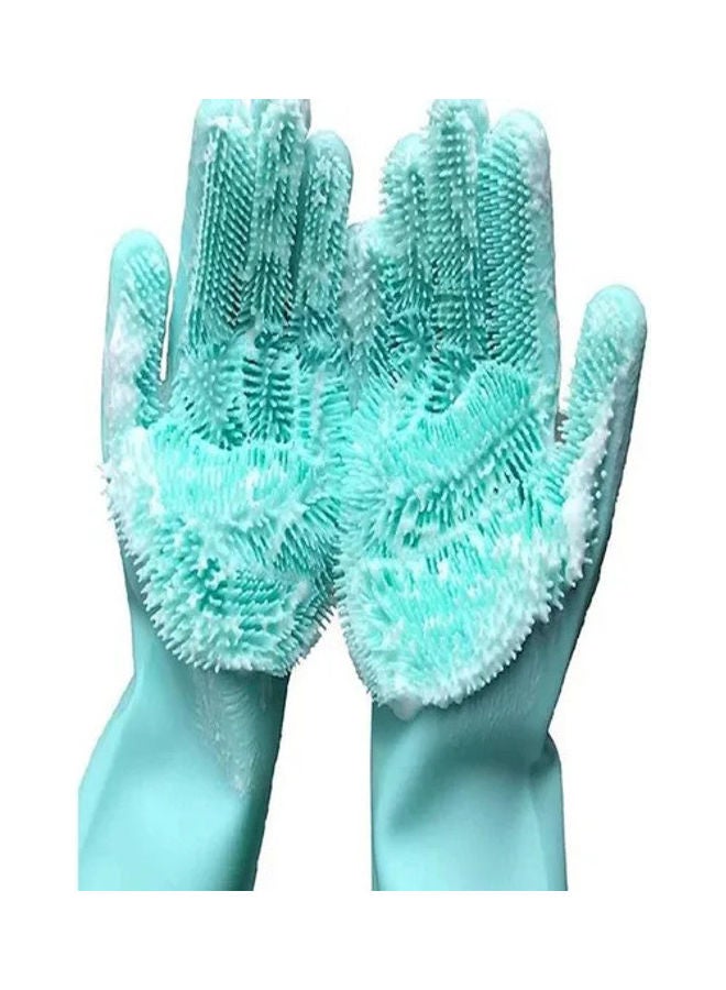 Pair Of Heat-Resistant Silicone Cleaning Gloves Blue - Image 2