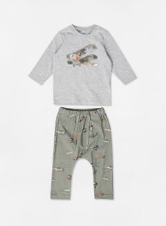 Baby Airplane Pants Set Grey