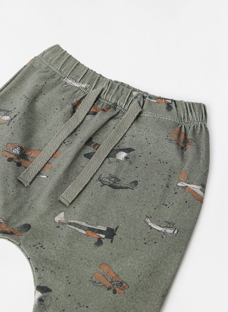 NAME IT - Baby Airplane Pants Set Grey - Image 1