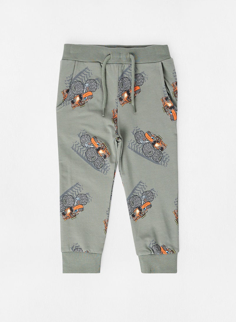 NAME IT - Kids All-Over Print Sweatpants Green - Image 1