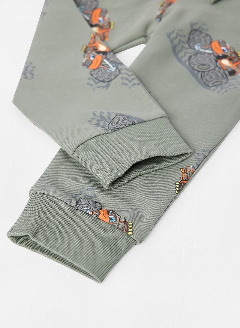 NAME IT - Kids All-Over Print Sweatpants Green - Image 1