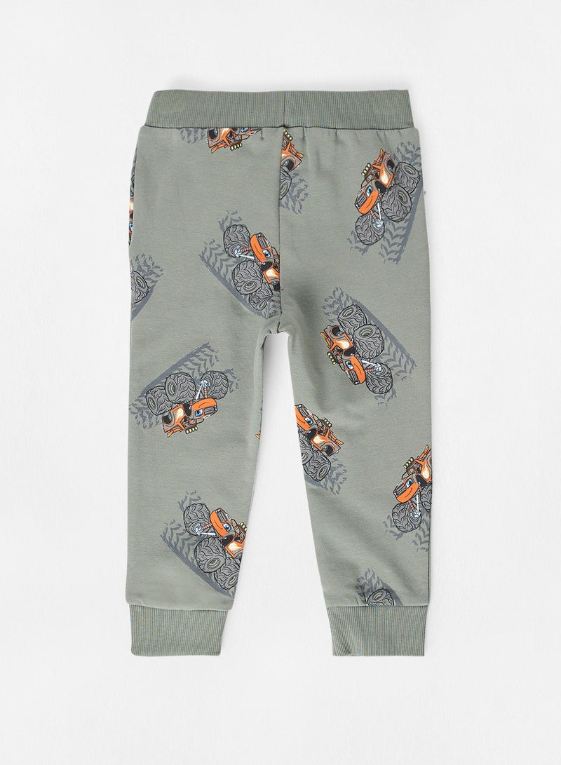 NAME IT - Kids All-Over Print Sweatpants Green - Image 1