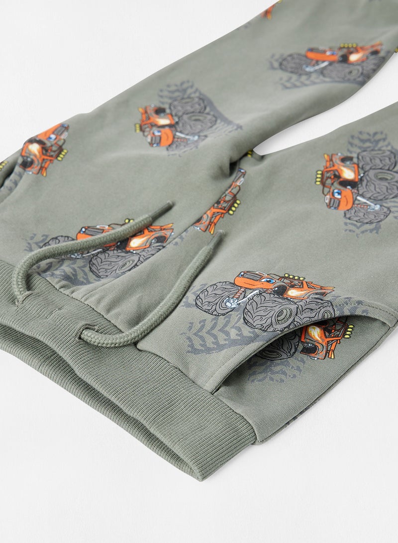 NAME IT - Kids All-Over Print Sweatpants Green - Image 1