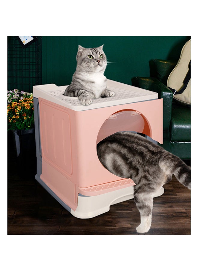شاربدو صندوق فضلات القطط مغلق بالكامل وقابل للطي في اتجاهين باللون الوردي مقاس 34 × 39 × 48 سم وردي 34x39x48سم - Image 2