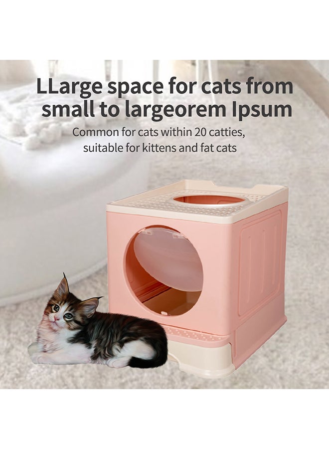 شاربدو صندوق فضلات القطط مغلق بالكامل وقابل للطي في اتجاهين باللون الوردي مقاس 34 × 39 × 48 سم وردي 34x39x48سم - Image 4