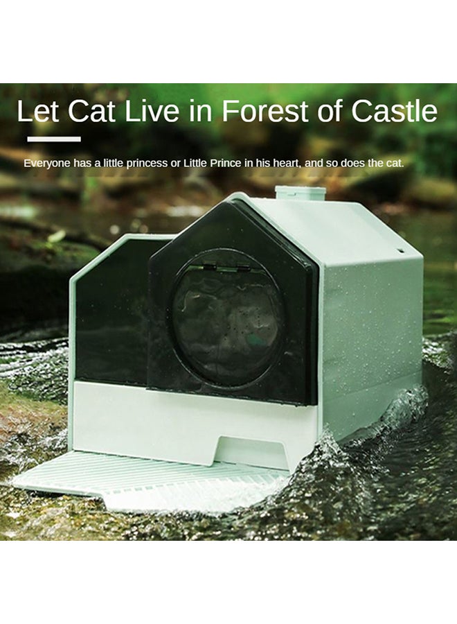 Fully Enclosed Cat Litter Box Green/Black 38x47.5x45cm - Image 2